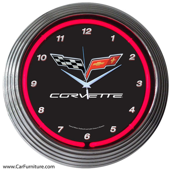Corvette Red Neon Clock