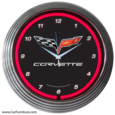 Corvette Red Neon Clock