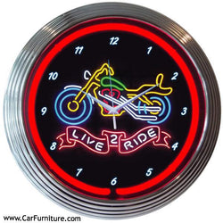 Multicolor-Neon-Live-to Ride-Motorcycle-Wall-Clock-www.CarFurniture.com