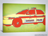 Vintage Police Car Distressed Canvas Art