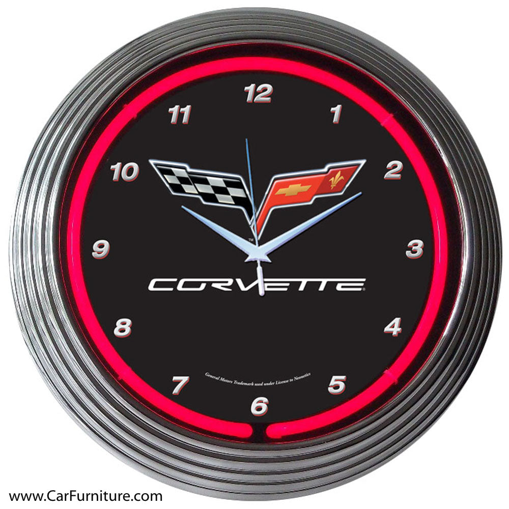 Corvette Red Neon Clock – CarFurniture.com