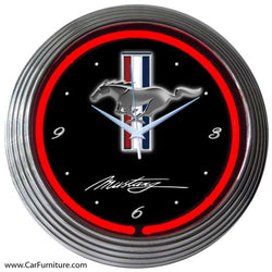 Ford Mustang Red Neon Clock