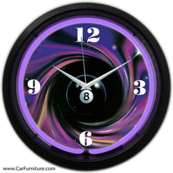 Purple 8 Ball Neon Clock