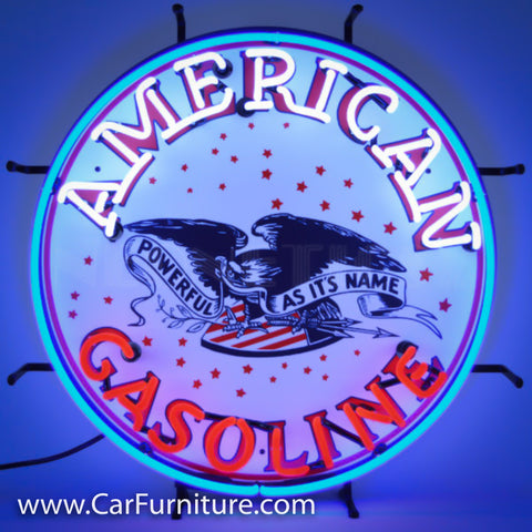American Gasoline Neon Sign with Backing