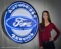 Authorized Ford Service Large Neon Sign in Steel Can