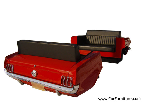 Red-1965-Ford-Mustang-Car-Front-and-Back-Retro-Vintage-Diner-Booth-Set-Couch-Sofa-Decor-www.CarFurniture.com