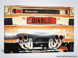 Burnt Orange Diablo Bull Neon Canvas Print