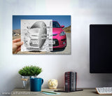 Camera vs Pencil Car Canvas Art