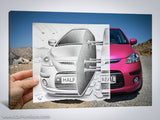 Camera vs Pencil Car Canvas Art