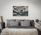 Car Engine X-Ray Blueprint Canvas Art