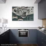 Car Engine X-Ray Blueprint Canvas Art