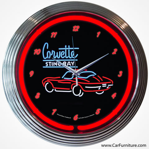 Chevrolet Corvette Stingray Red Neon Clock