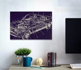 Purple GT Car Schematics Canvas Art
