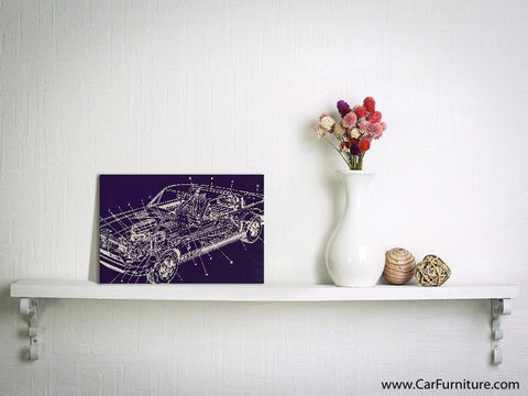 Purple GT Car Schematics Canvas Art