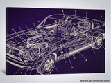 Purple GT Car Schematics Canvas Art