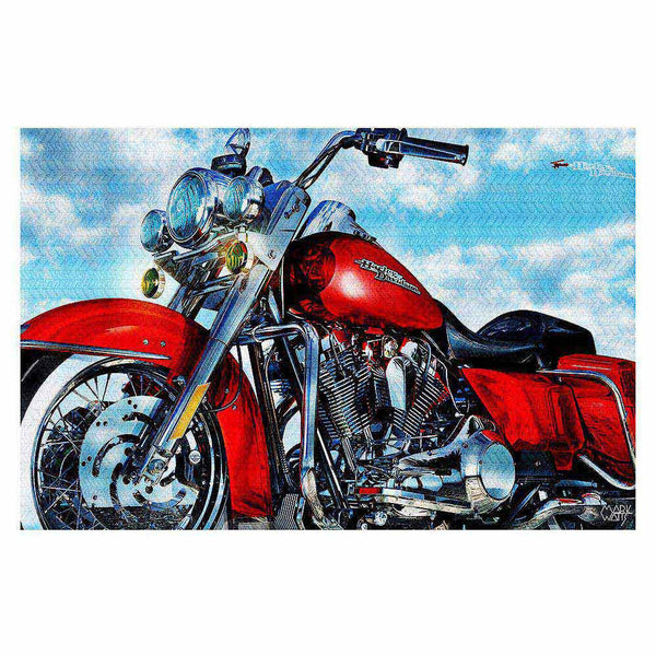 Classic-Red-Harley-Davidson-Rug-Art-Painting-Mark-Watts-Home-Decor-www.CarFurniture.com
