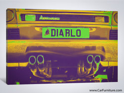 Diablo Bull Neon Canvas Print