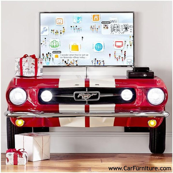 Ford Red and White Console Table Entertainment Center Front Bumper www.CarFurniture.com