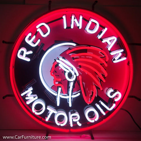 Red Indian Motor Oil Neon Sign with Backing