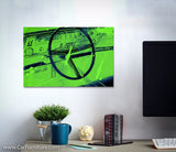 Vintage Green Car Interior Paint Splatter Canvas Art