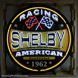 SHELBY RACING ROUND NEON SIGN IN 36 INCH STEEL CAN