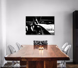 Sleek White Retro Car Brushed Aluminum Canvas Art