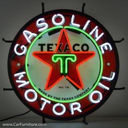Texaco Gasoline and Motor Oil Neon Sign with Backing