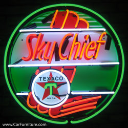 Texaco Sky Chief Neon Sign with Backing
