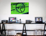 Vintage Green Car Interior Paint Splatter Canvas Art