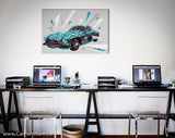 Vintage Gullwings Geometric Car Canvas Art