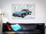 Vintage Gullwings Geometric Car Canvas Art