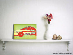 Vintage Police Car Distressed Canvas Art