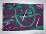Vintage Purple Car Interior Paint Splatter Canvas Art